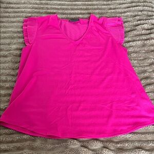 Adrianna Papell Fuchsia Blouse with Pleated Sleeves